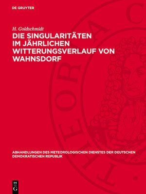 cover image of Die Singularitäten im jährlichen Witterungsverlauf von Wahnsdorf